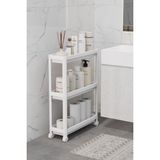 Heredot Mithra Life 3 Katlı Tekerlekli Slim İnce Beyaz Banyo Mutfak Rafı MIT1125