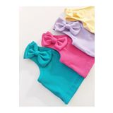 HEREN BUTİK 4lü Yetişkin Ve Kız Çocuk Tek Omuz Fiyonk Detaylı Yazlık Crop Bluz Fitilli Esnek Kumaş Anne Kız Crop