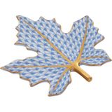 Herend Fish Scale Desenli Mavi Porselen Yaprak Biblo - Standart