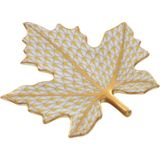 Herend Fish Scale Desenli Sarı Porselen Yaprak Biblo - Standart