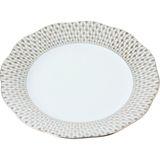Herend Fishnet Special Desenli Gümüş Porselen Tatlı Tabağı 21 cm - Standart