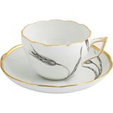 Herend Lale Desenli Porselen Çay Fincanı ve Tabağı - Standart
