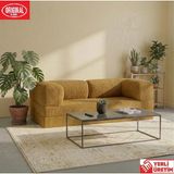 Herev Comfort 200 Sünger Kanepe Yıkanabilir Kadife Kumaşlı Minderli Koltuk - Hardal