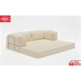 Herev Comfort 200 Sünger Kanepe Yıkanabilir Kadife Kumaşlı Minderli Koltuk - Krem