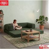 Herev Comfort 200 Sünger Kanepe Yıkanabilir Kadife Kumaşlı Minderli Koltuk - Yeşil