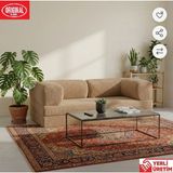 Herev Comfort 200X200 Orijinal Sünger Şark Köşe /yıkanabilir Kadife Kumaşlı Minderli Koltuk Kanepe - Bej