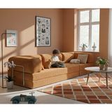 Herev Home Decor Herev K300X100 Köşekoltuk Takımı Yıkanabilir Kadife Kumaş Şark Köşe - Turuncu