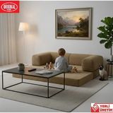 Herev K180X180 Köşe Takımı Modüler L Tipi Şark Köşe Orjinal Süngerli Kadife Kumaşlı Kanepe - Kum Beji