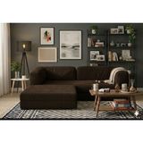 Herev Koltuk 160X160 Modüler Köşe Takımı Yıkanabilir Kadife Kumaş L Köşetakımı Sünger Kanepe Yataklı Koltuk - Kahve - K160 160