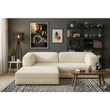 Herev Koltuk 160X160 Modüler Köşe Takımı Yıkanabilir Kadife Kumaş L Köşetakımı Sünger Kanepe Yataklı Koltuk - Krem - K160 160