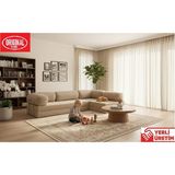 Herev Mix 300X200 Açık Köşe L Tipi 50 Dns Süngerli Şark Köşe Koltuk - Bej - Kum Beji