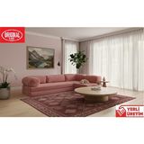Herev Mix 300X200 Açık Köşe L Tipi 50 Dns Süngerli Şark Köşe Koltuk - Pembe