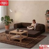 Herev Pleasant K180X90 Sünger Kanepe Yıkanabilir Kadife Kumaşlı Minderli Koltuk - Kahverengi