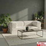 Herev Pleasant K180X90 Sünger Kanepe Yıkanabilir Kadife Kumaşlı Minderli Koltuk - Krem