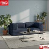 Herev Pleasant K180X90 Sünger Kanepe Yıkanabilir Kadife Kumaşlı Minderli Koltuk - Lacivert