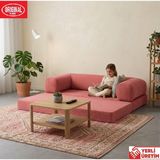 Herev Pleasant K180X90 Sünger Kanepe Yıkanabilir Kadife Kumaşlı Minderli Koltuk - Pembe
