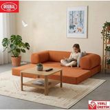 Herev Pleasant K180X90 Sünger Kanepe Yıkanabilir Kadife Kumaşlı Minderli Koltuk - Turuncu