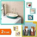 Hereveoyuncak 1 Adet Lavabo Şeklinde Sabunluk + 2 Adet Ayı Figürlü Plastik Organizer - 2li Set J5E2Z5
