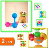 Hereveoyuncak 1 Adet Renkli Kedi Köpek İsırma Topu Sesli + 1 Adet Çıngıraklı Evcil Hayvan Oyuncağı - 2Li Set L8M2D