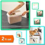 Hereveoyuncak 10 Lt Sürgülü Kapaklı Erzak + 6 Lt Mama Saklama Kabı - Çok Amaçlı Organizer - 2li Set Y9P1Z5