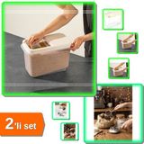 Hereveoyuncak 10 Lt Sürgülü Kapaklı Erzak Saklama Kabı + 3 Adet Ölçü Kaşığı - 2li Set K1R3W6