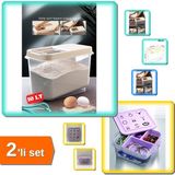 Hereveoyuncak 10 Lt Sürgülü Kapaklı Erzak + Takı Dikiş Kutusu Saklama Kabı Hobi - 2li Set F0M3C5