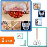 Hereveoyuncak 100 Adet Lastikli Esnek Strech Tencere ve Tabak Bonesi + Hamur Ruleti ve Pizza Kesici - 2li Set B5M0