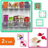 Hereveoyuncak 12 Adet Buzdolabı Içi Mini Düzenleyici Kutu + 2 Adet Pilav ve Helva Kalıbı Seti - 2li Set Z1Q1W4