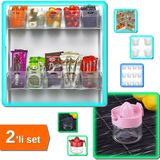 Hereveoyuncak 12 Adet Buzdolabı Içi Mini Düzenleyici Kutu + Cam Kavanozlu Limon Sıkacağı 300 ml - 2li Set B4V9Z9
