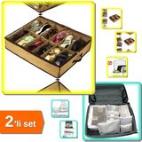 Hereveoyuncak 12 Bölmeli Ayakkabı Saklama Hurcu Model 2 + 6 Parça Anne Bebek Çanta Düzenleyici - 2li Set V8F3K4