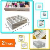 Hereveoyuncak 12 Bölmeli Çekmece Organizer + 8 Gözlü L Beden Çorap Çamaşır Akordiyon Düzenleyici - 2li Set L0M0V6