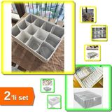 Hereveoyuncak 12 Bölmeli Pratik Çekmece Organizer + 8 Gözlü Çorap Çamaşır Havlu Düzenleyici 2li Set A1B2C3