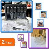 Hereveoyuncak 12 Bölmeli Standlı Kaşıklı Baharatlık Seti + Ahşap Saplı Cam Çizgili Demlik - 2li Set T3A6B8