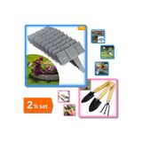 HerEveOyuncak 12 Taş Görünümlü Bahçe Çiti ve 3 Mini Ahşap Hobi Bahçe Seti - Dekoratif Bahçe Ürünleri XY7K9P (i6)