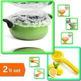 Hereveoyuncak 16 Adet Uzun Ömürlü Tencere Tabak Bonesi + Limon Sıkacağı - Limonatör - Plastik - 2li Set Q6P0S7