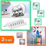 Hereveoyuncak 2 Adet Beyaz 8 Bölmeli Kapak Rafı + Beyaz Buzdolabı Sepet Caddy Organizer - 2li Set PFF6U4