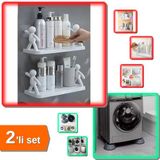 Hereveoyuncak 2 Adet Mutfak Banyo Organizer Raf + 4 Adet Gürültü Emici Çamaşır Makinesi Aparatı - 2li Set W3A4K7