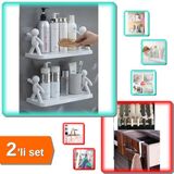 Hereveoyuncak 2 Adet Mutfak Kendinden Yapışkanlı Organizer Rafı + 6 Adet Çekmece Havlupan Askısı - 2li Set H9Q7U6