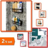 Hereveoyuncak 2 Adet Yapışkanlı Mutfak Banyo Rafı + 1080 Derece Dönebilen Robotik Kol Musluk Başlığı - 2li Set C4Q