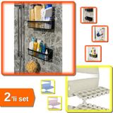 Hereveoyuncak 2 Adet Yapışkanlı Plastik Askılı Mutfak Banyo Rafı Düzenleyici + Kapaklı Buz Kalıbı - 2li Set Z0C9V6
