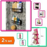 Hereveoyuncak 2 Adet Yapışkanlı Plastik Düzenleyici Raf Askılı + 6 Gözlü Pembe Dolap Çanta Askılığı - 2li Set S5Y2