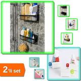 Hereveoyuncak 2 Adet Yapışkanlı Plastik Mutfak Banyo Rafı + 2 Adet Diş Macunu Tüp Krem Sıkma Aparatı - 2li Set M8M
