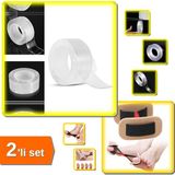 Hereveoyuncak 2 Metre x 3 cm Şeffaf Güçlü Nano Bant + Ayak Baş Parmak Düzeltici Lastik - 2li Set F9V2W7