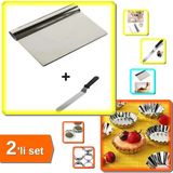 Hereveoyuncak 2 Parça Pasta Spatulası + Metal Hamur Kesici + 6 Adet Paslanmaz Kek Kalıbı - 2li Set 3F8R2L