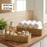 Hereveoyuncak 2’li Duvar Askılı Plastik Rattan Organizer – Dikdörtgen Hasır Görünümlü Mutfak Raf Sepeti, Banyo ve Ev Içii Düzenleme Ünitesi
