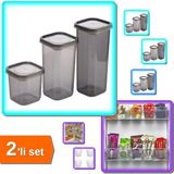 Hereveoyuncak 3 Adet 3 Boy Kapaklı Plastik Kavanoz + 6 Adet Buzdolabı Içi Mini Düzenleyici Kutu - 2li Set R2W5X4