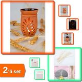 Hereveoyuncak 3 Adet Dalgalı Rattan Difüzör Çubuk + Yaprak Model Buhurdanlık Tütsülük - 2li Set F4CSZ4