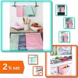 Hereveoyuncak 3 Adet Gercek Mikrofiber Temizlik Bezi + Dolap Kapagi Organizeri 2li Set - G7H8I9