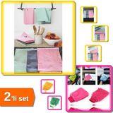 Hereveoyuncak 3 Adet Gerçek Mikrofiber Temizlik Bezi + Mikrofiber Temizlik Eldiveni - Pratik Temizlik 2li Set A1B2