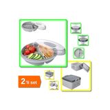 HerEveOyuncak 3 Bölmeli Kapaklı Pratik Kahvaltılık + 2 Katlı Kapaklı Saklama Beslenme Diyet Kabı - 2li Set V2V0M3